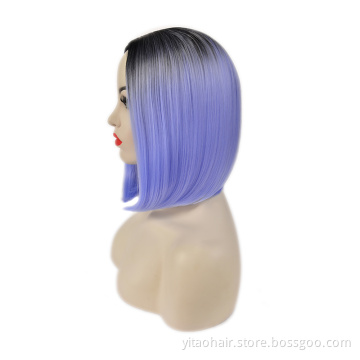 Synthetic Wig Blonde Long Straight Razer French Style Technique Wave Color Small Weight Material Silky Brown